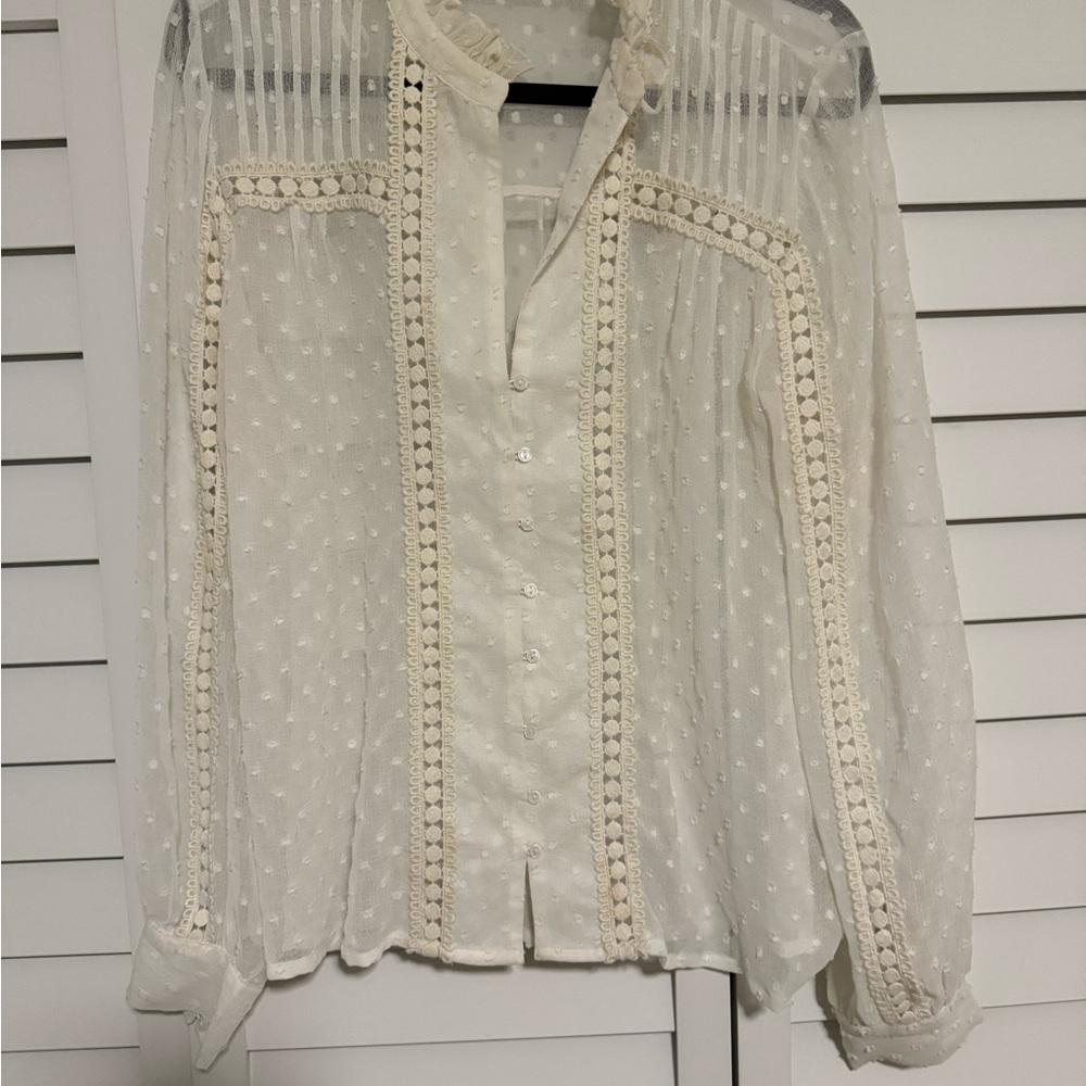 bishop + young Cream Blouse with Textured Details